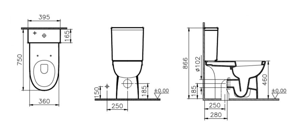 Унитаз-компакт Vitra Conforma 9832B003-7204 Special Needs крышка стандарт