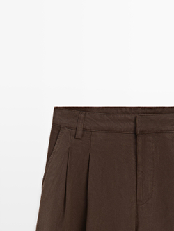 Massimo Dutti Широкие плиссированные брюки, шоколадный
