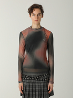 Топ Printed Mesh Mock Neck