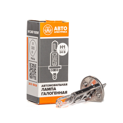 H1 24-100 P14.5s Автолампа галогенная H1, 24 В, 100 Вт, P14.5S АвтоЭлектрика