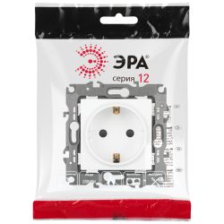 Розетка ЭРА Серия 12 12-2102-01М 2P+E Schuko со шторками, 16А-250В, белый матовый