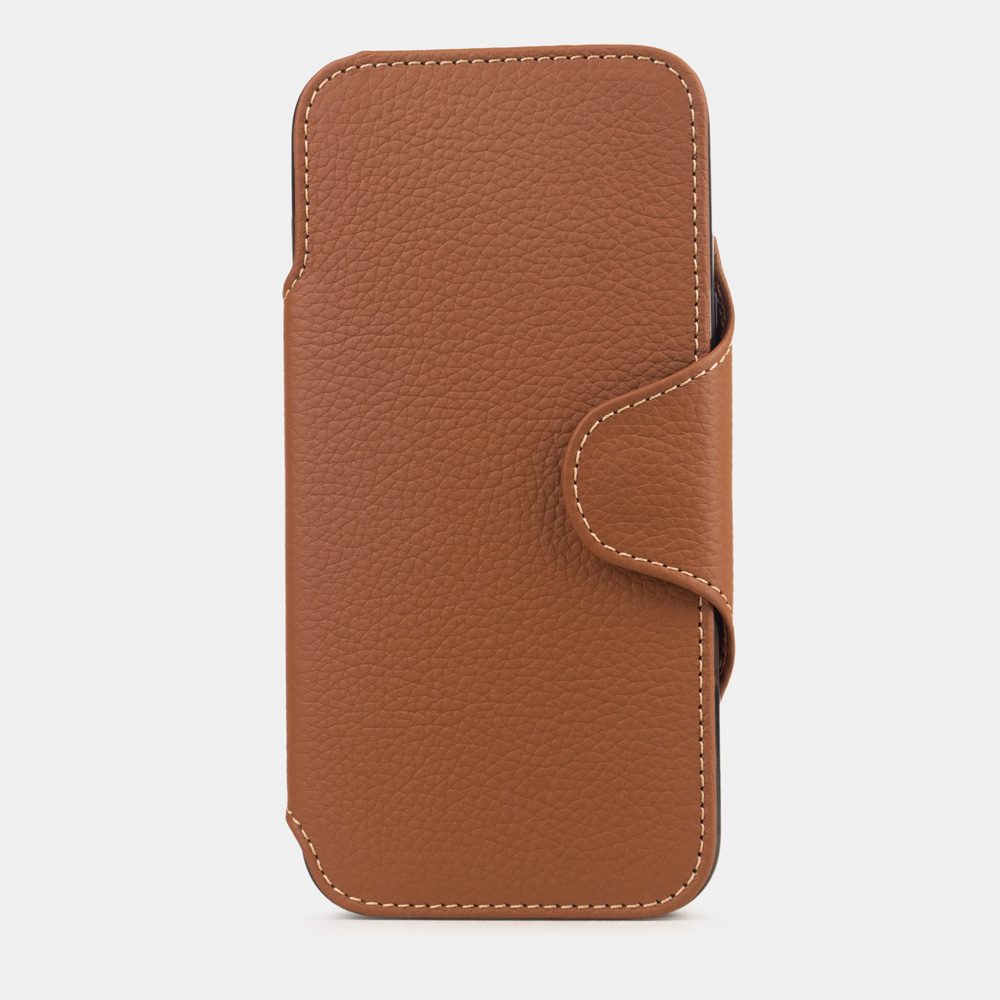 Чехол с картхолдером для iPhone 17 Pro Max из кожи теленка, цвета карамель