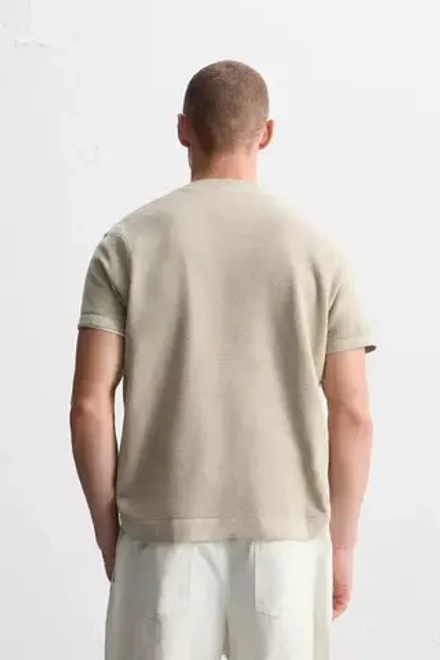 ZARA БАЗОВАЯ ФУТБОЛКА, ПЕСОЧНЫЙ