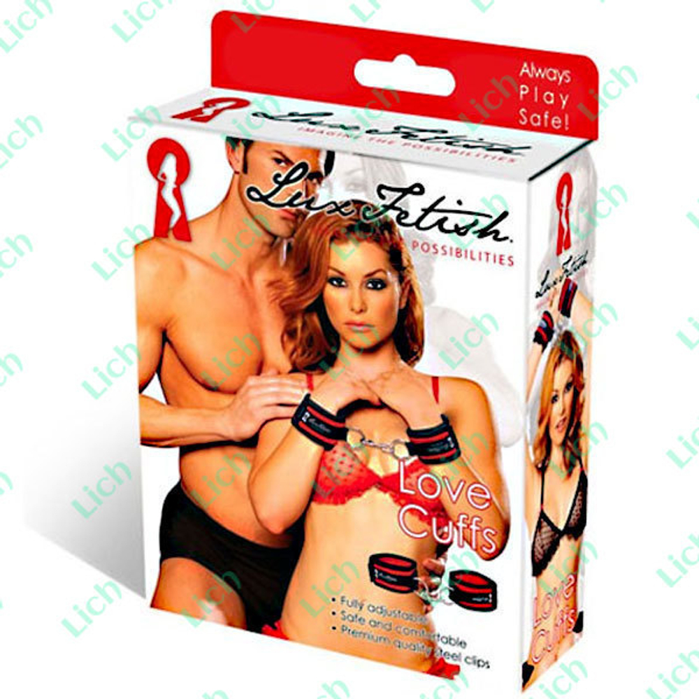 Бархатистые красные наручники унисекс