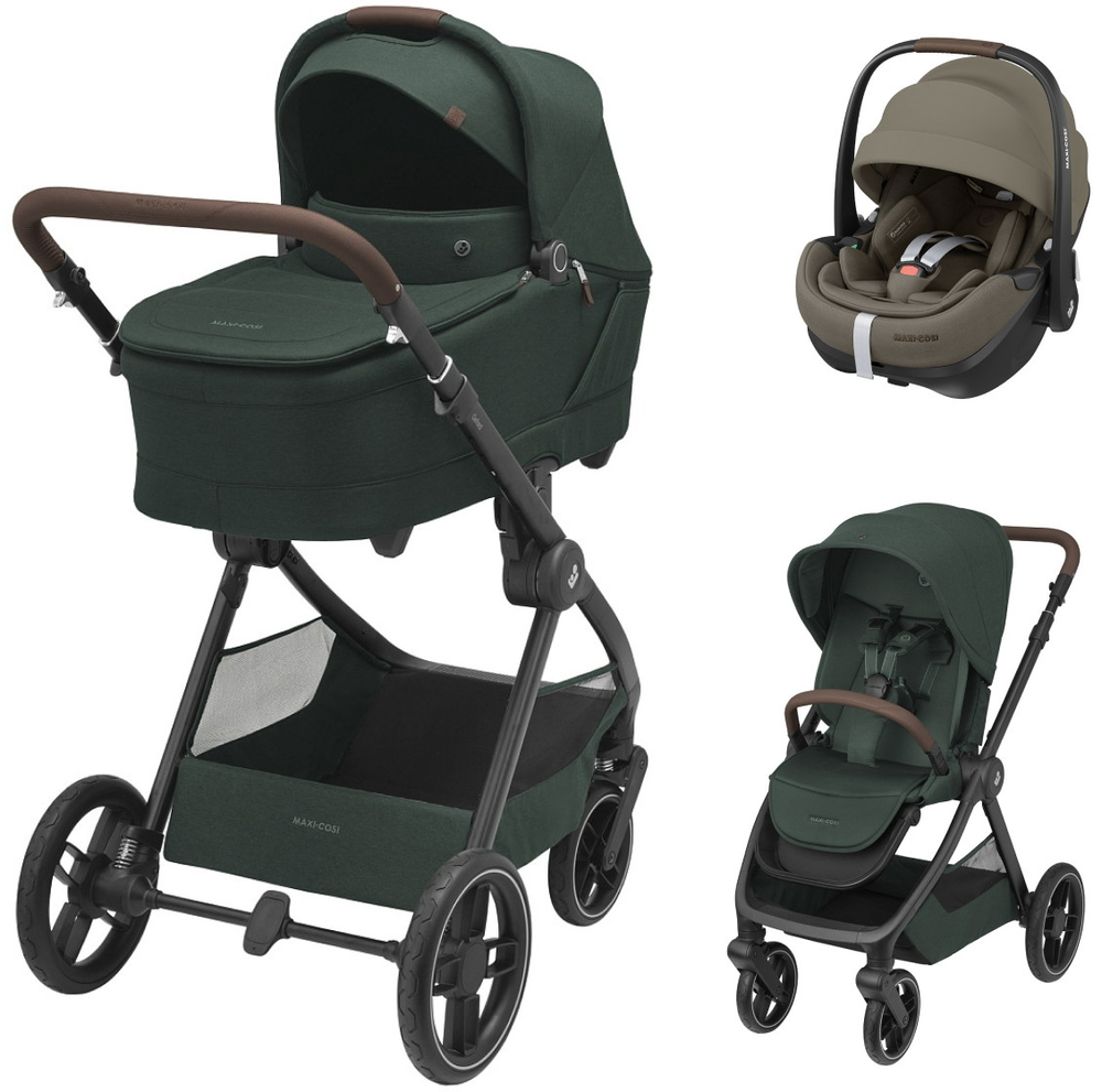 Коляска детская Maxi-Cosi Oxford Plus 3 в 1 с автокреслом Pebble 360 Pro Twillic Truffle 1978403110 Twillic Green/Зеленый