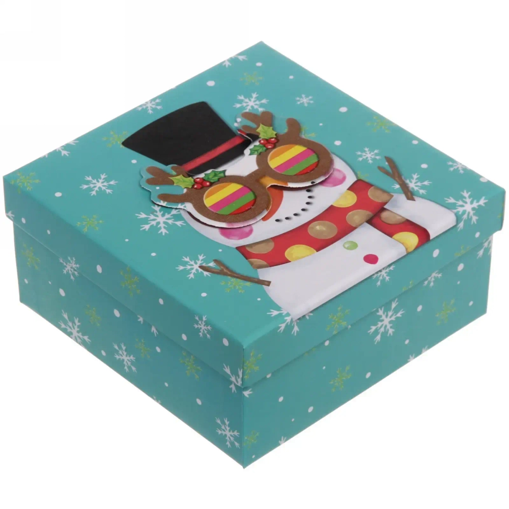 Коробка подарочная «Крутой снеговик» 18*18*8.5 см