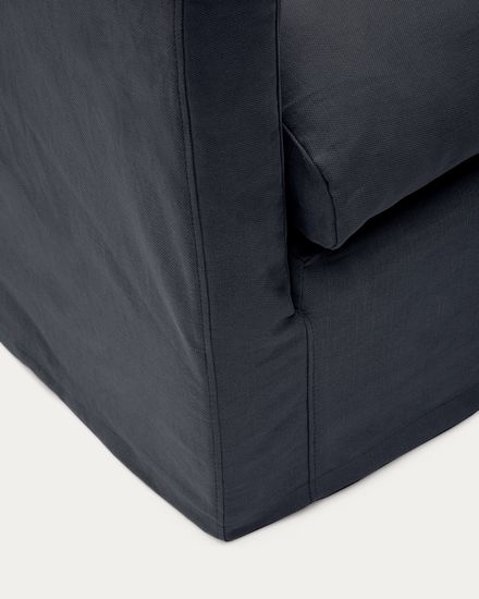 Кресло Nora со съемным чехлом и подушкой из льна и хлопка серо-антрацитовое 92 см Испания 