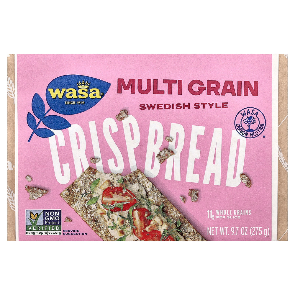 Wasa Flatbread, Цельнозерновые хрустящие хлебцы, из нескольких злаков, 275 г (9,7 унции)