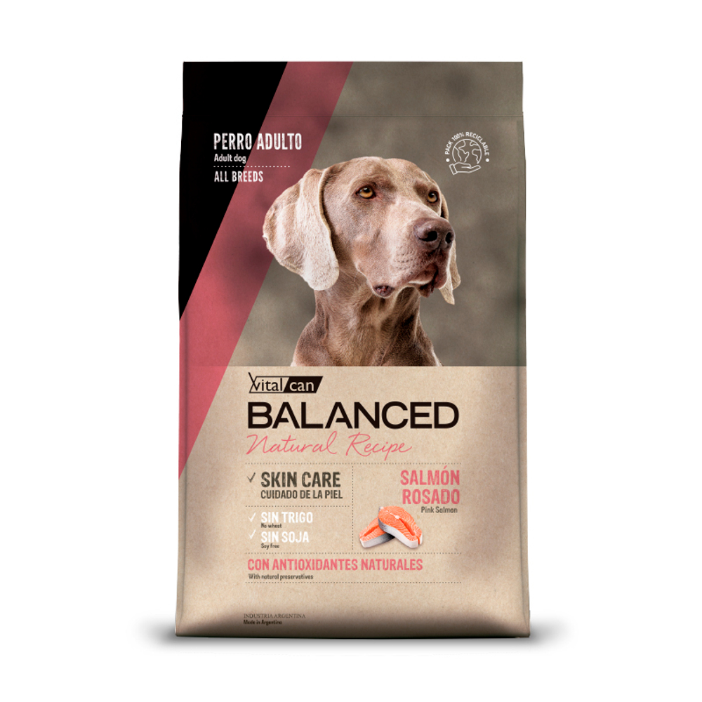Сухой корм Vitalcan Balanced Dog Adult Natural Recipe с розовым лососем, для собак 3кг (Виталкан)