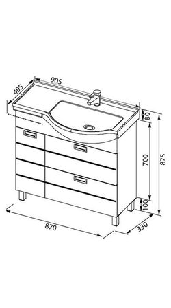 Тумба с раковиной Aquanet Сити 90 R венге