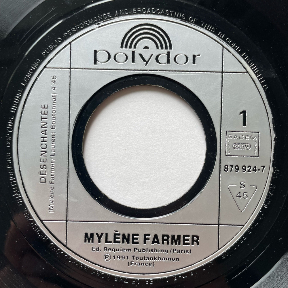 Винтажная виниловая пластинка LP Mylene Farmer Desenchantee (Франция 1991) 7 дюймов маленькая пластинка