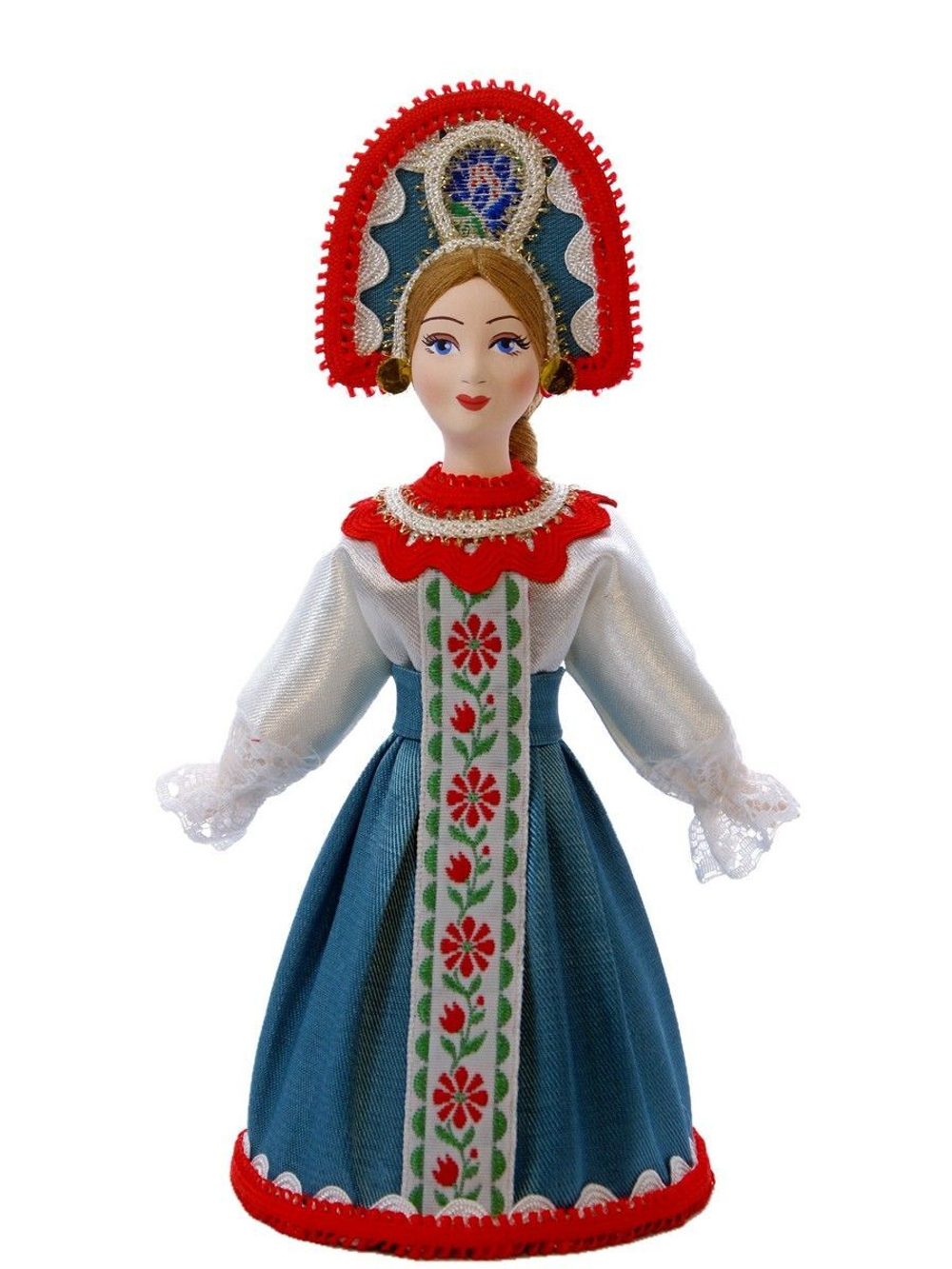 Кукла коллекционная фарфоровая Девушка в русском костюме.