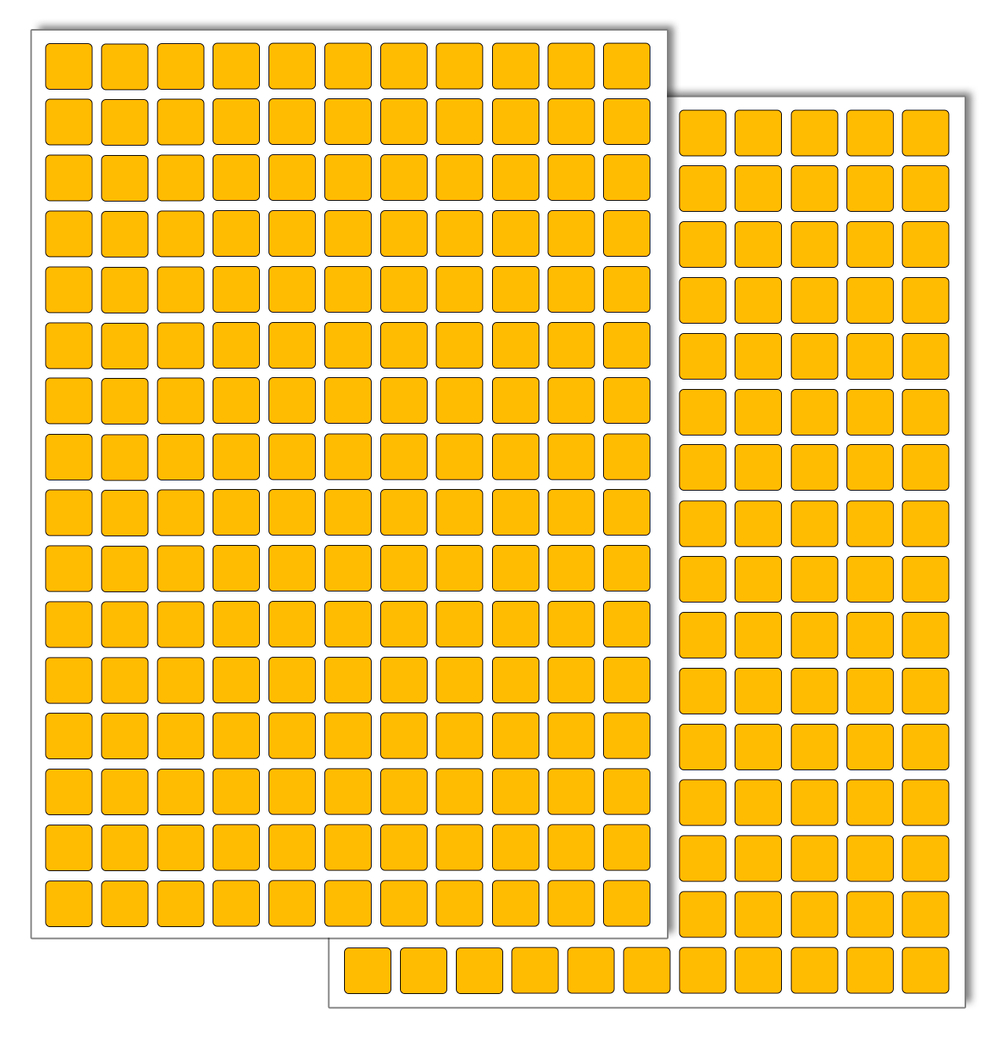 Темно-желтые виниловые наклейки для маркировки Policomprint М14, 10х10 мм. 352 шт.