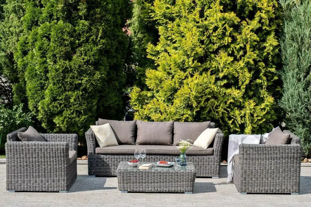 "Капучино" диван из искусственного ротанга трехместный, цвет графит