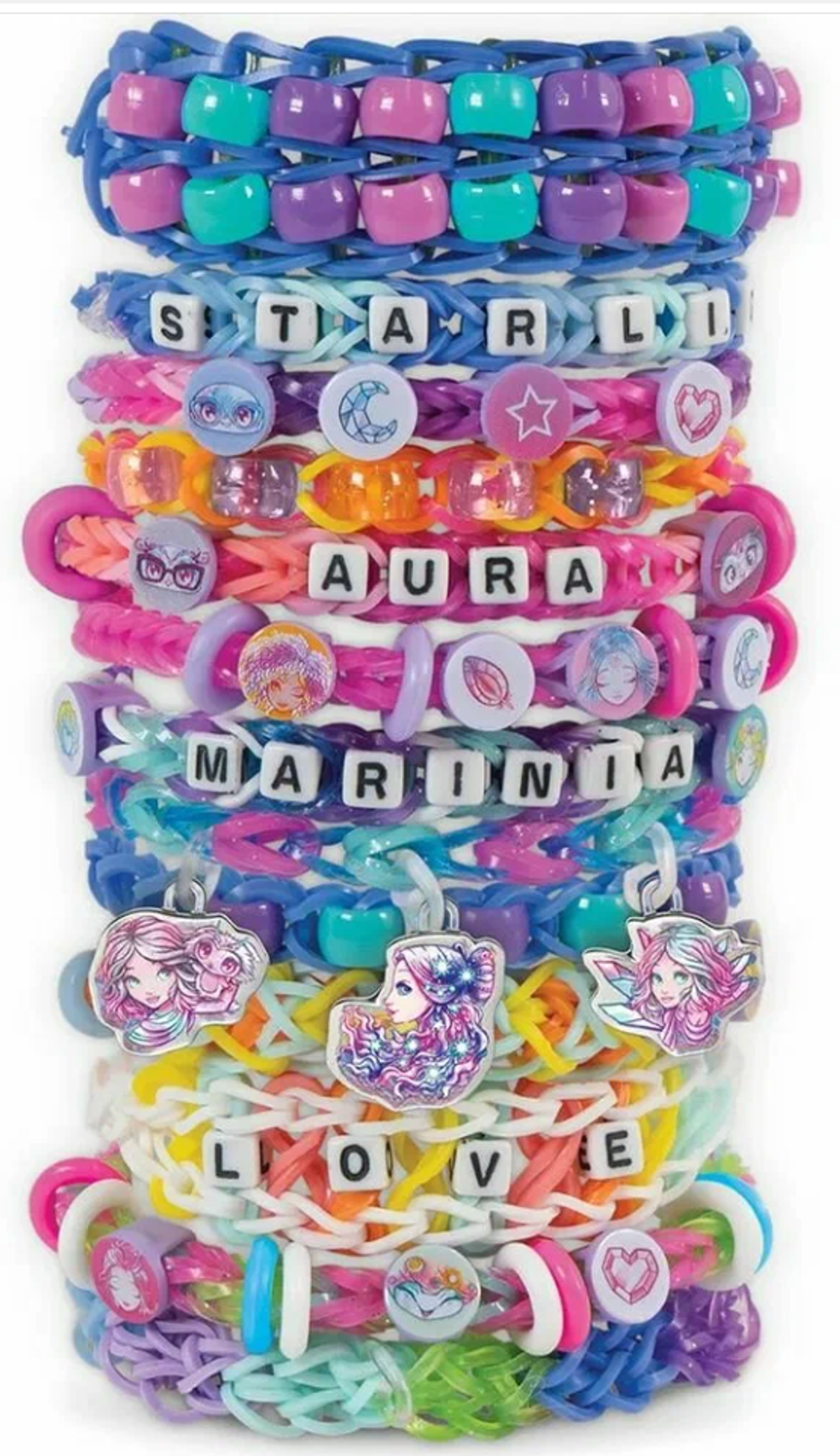 Детский большой игровой набор для творчества Плетение браслетов из резинок, серия Space, марка Nebulous Stars