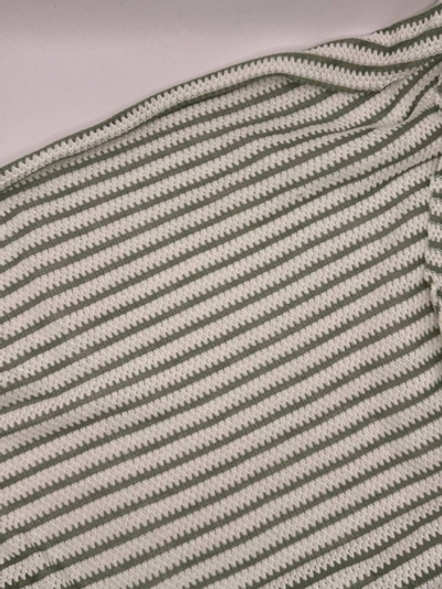 Вязанный трикотаж зеленая полоса