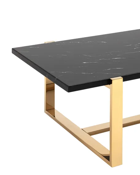 Журнальный столик Tob 109х66 см, черный мрамор, золото