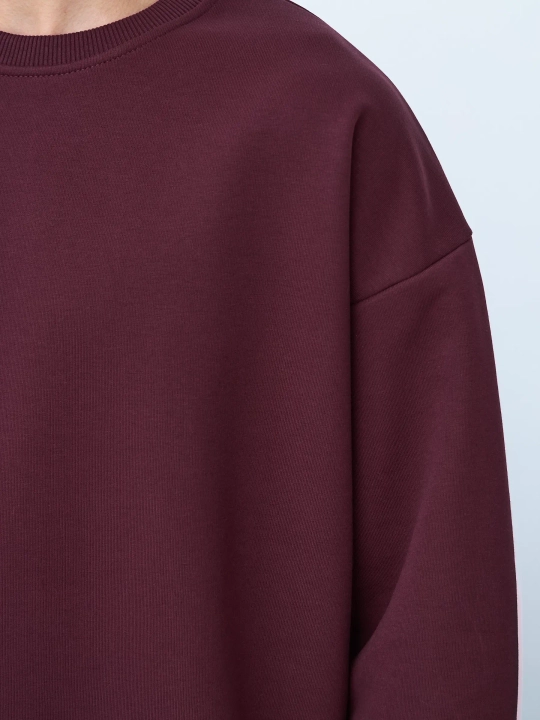 Свитшот оверсайз, с начесом (бордовый)