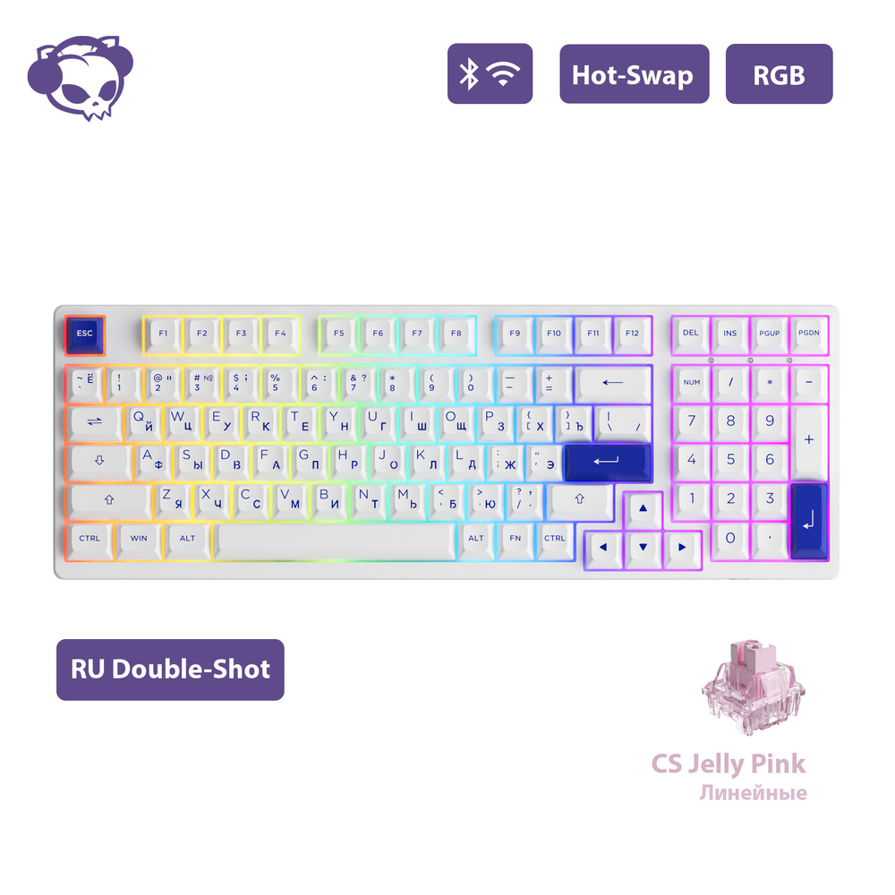 AKKO 3098B Doraemon Macaron  3 Modes RGB Hot Swap  Akko CS Jelly blue Switch,Cherry profile keycap