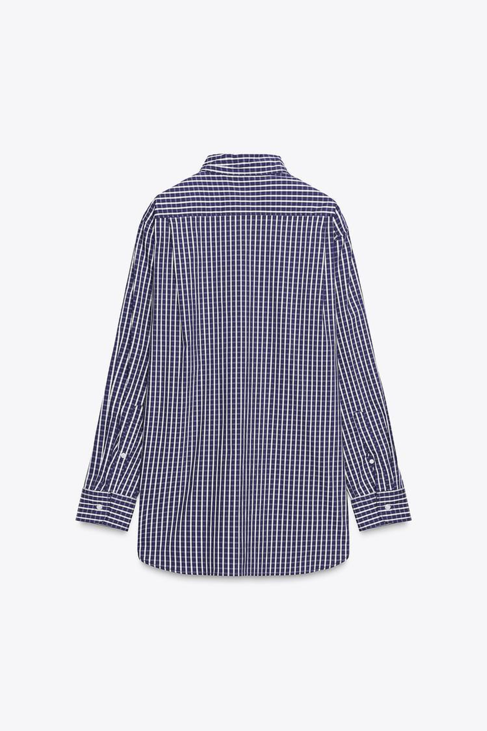 ZARA РУБАШКА ИЗ ПОПЛИНА, СИНИЙ/БЕЛЫЙ