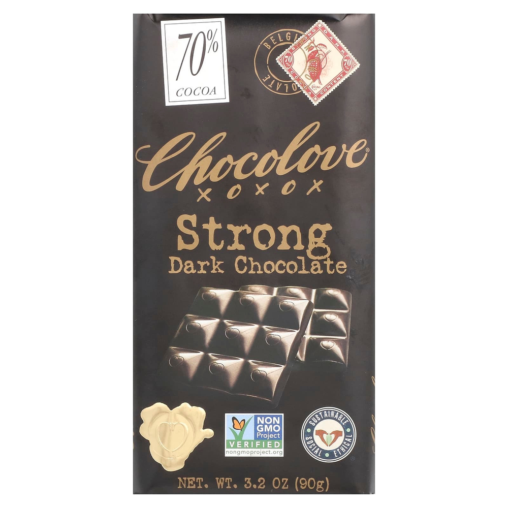 Chocolove, экстрагорький черный шоколад, 70% какао, 90 г (3,2 унции)