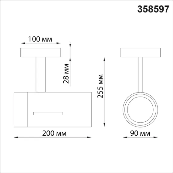 358597 OVER NT21 375 черный Светильник накладной светодиодный IP20 LED 4000K 30W 175-245V DEP