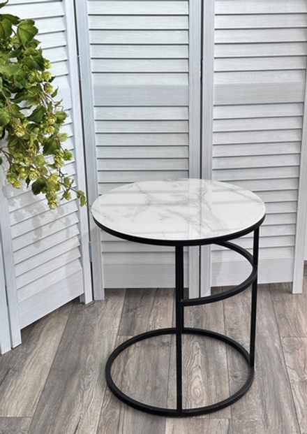 Журнальный столик М-City DISAUR Френсис Белый мрамор, стекло, Черный