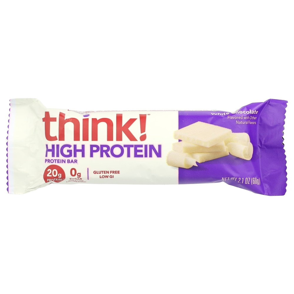 Think !, Высокопротеиновые батончики, белый шоколад, 10 батончиков по 60 г (2,1 унции)