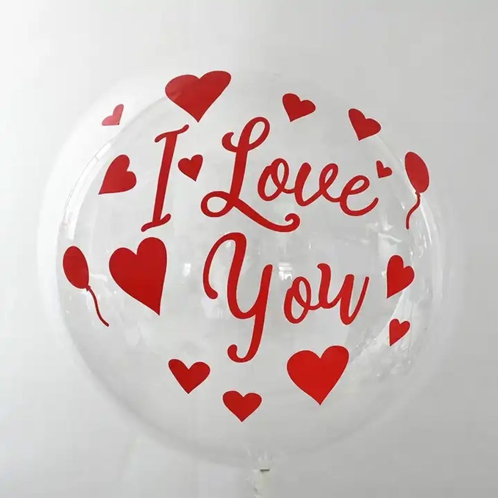 Наклейка I Love You с сердечками, 19,5*27 см, Красный, Металлик, 1 шт.