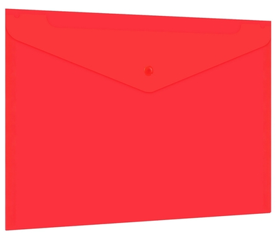 Папка-конверт с кнопкой А4 "Universal" 0,15мм. до 100л. прозрачная красная (BRAUBERG)