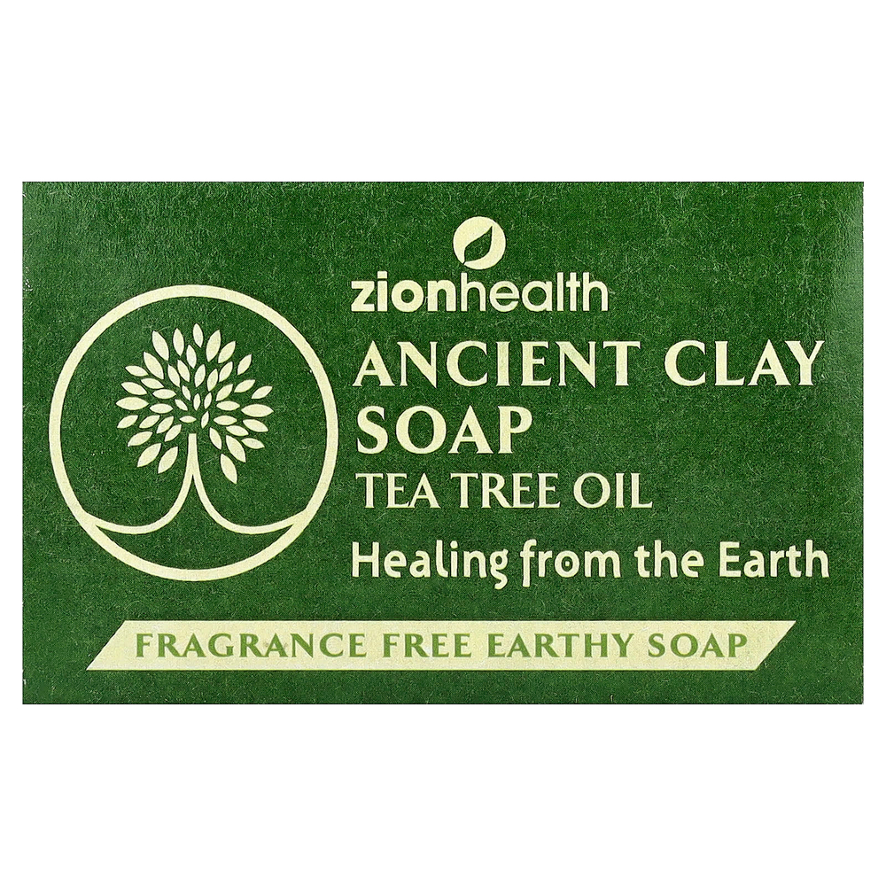 Zion Health, Кусковое мыло из древней глины с маслом чайного дерева, без отдушек, 170 г (6 унций)