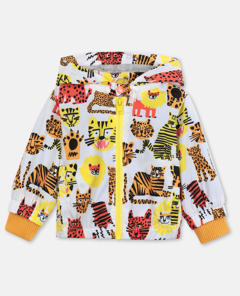 Ветровка с капюшоном STELLA McCARTNEY Белый/Принт: львы, тигры, леопарды Мальчик