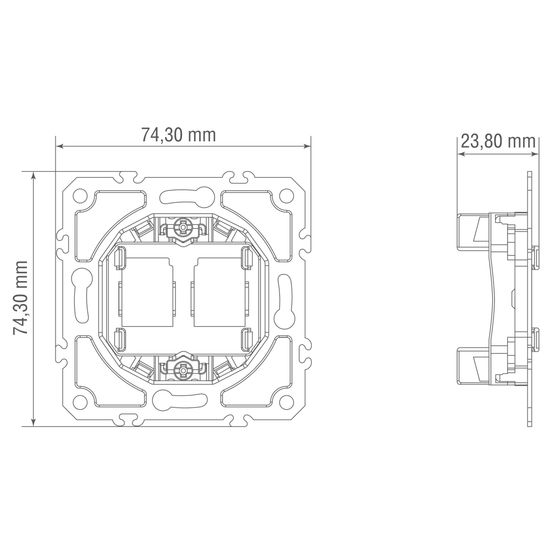 Опорная плата для установки телефонных/компьютерных разъемов (двойная), серия DB