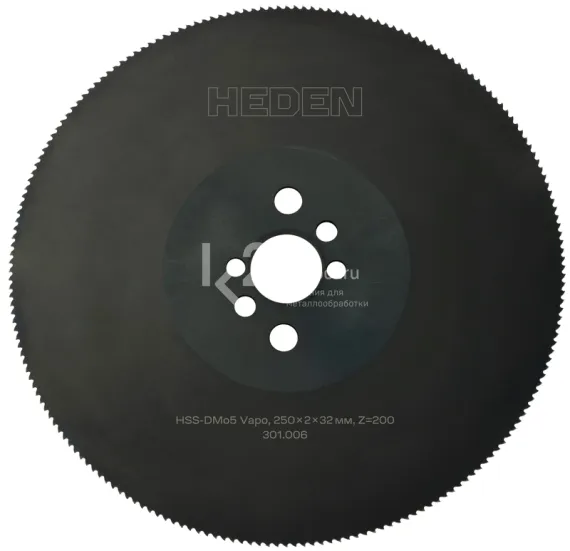 Диск пильный Heden из быстрорежущей стали HSS-DMo5 с покрытием Vapo, 250х2х32 мм, Z=200