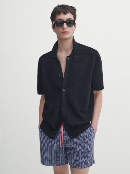 Massimo Dutti Плавки с геометрическим принтом, темно-синий