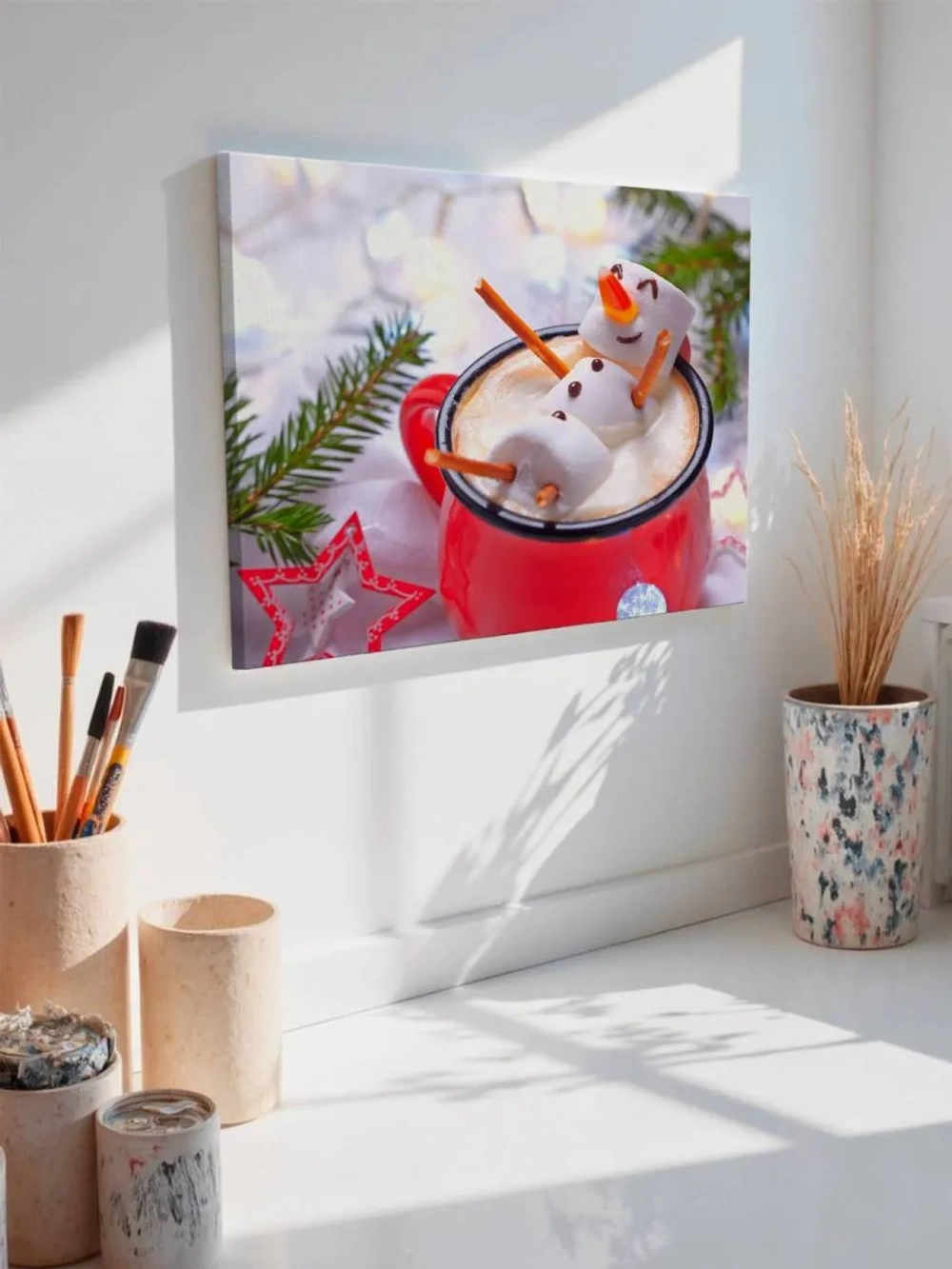 Картина на стену 40 X 50 Снеговик из маршмеллоу