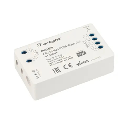 Диммер ARL-SIRIUS-TUYA-RGB-SUF (12-24V, 3x5A, 2.4G) (Arlight, IP20 Пластик, 3 года) 032344