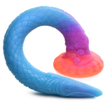 Фантазийный люминесцентный фаллоимитатор в форме змеи Makara Glow-in-the-Dark Silicone Snake Dildo - 46 см. (Цвет: синий)