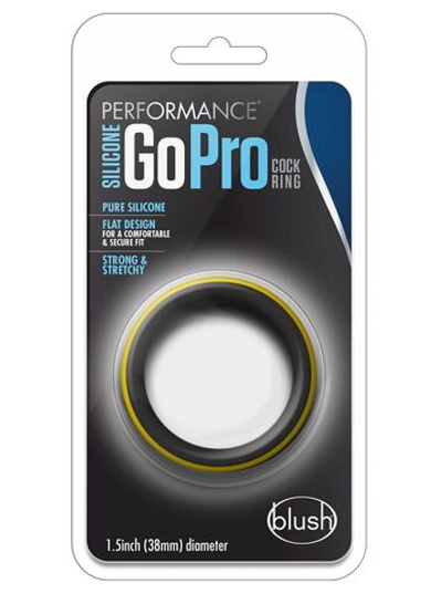 Черно-желтое силиконовое эрекционное кольцо Silicone Go Pro Cock Ring (Цвет: черный с желтым)