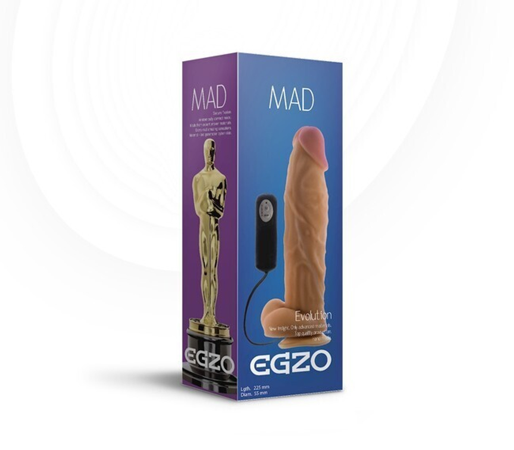 Телесный вибратор-реалистик с присоской Mad Oscar - 22.5 см (Цвет: телесный)