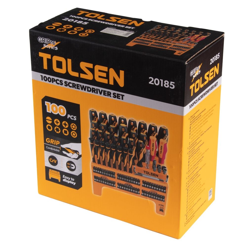 TOLSEN (TT20185) Набор отверток «Gripro», вставки (биты), на подставке, 100 предметов