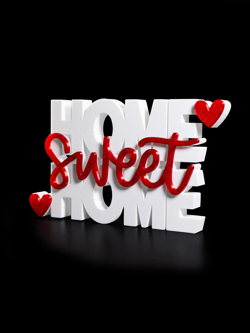 Табличка интерьерная "HOME, sweet HOME ", Дом, милый дом, 20х11 см, 3D печать, красно-белый