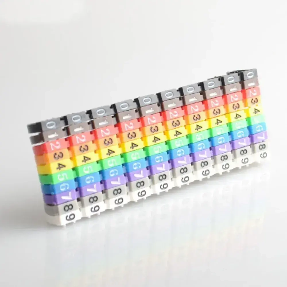 Маркеры кабельные, клипса с маркировкой от 0 до 9, для кабеля 4 - 6 мм, набор 100шт.