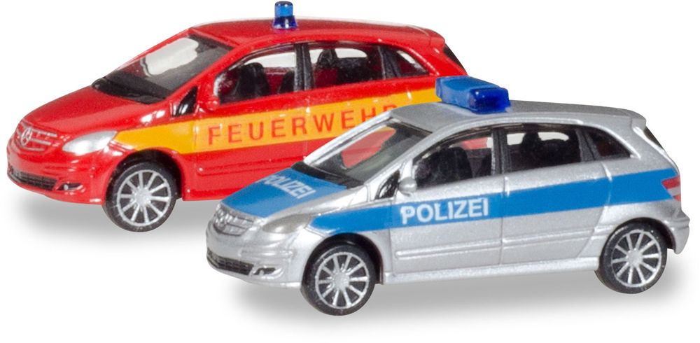 Набор автомобилей MB B-Klasse &quot;Police&quot; and &quot;fire department&quot;, 1:160