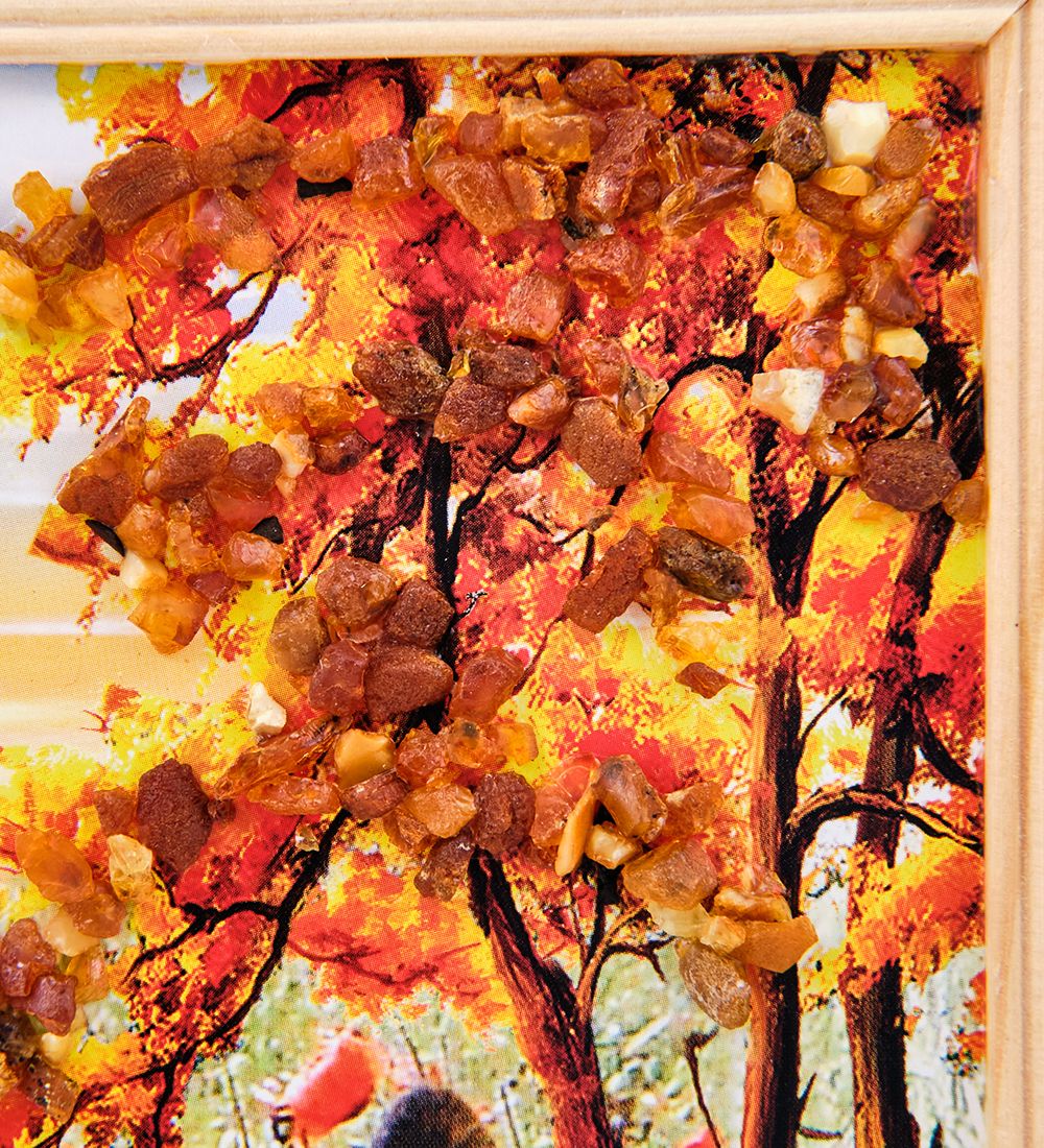 AMB-51/68 Картина «Овчарки» (с янтарной крошкой) дер.рамка 21х30