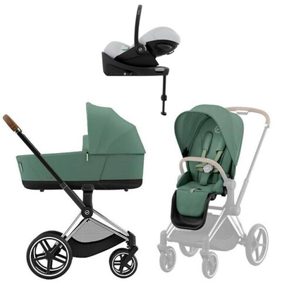 Коляска Cybex Priam IV Chrome Brown complete Cloud G Fog Grey Base G 4 в 1 Leaf Green