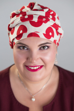 Тюрбан Эмма Лен, шапочка с лентами, красные колечки