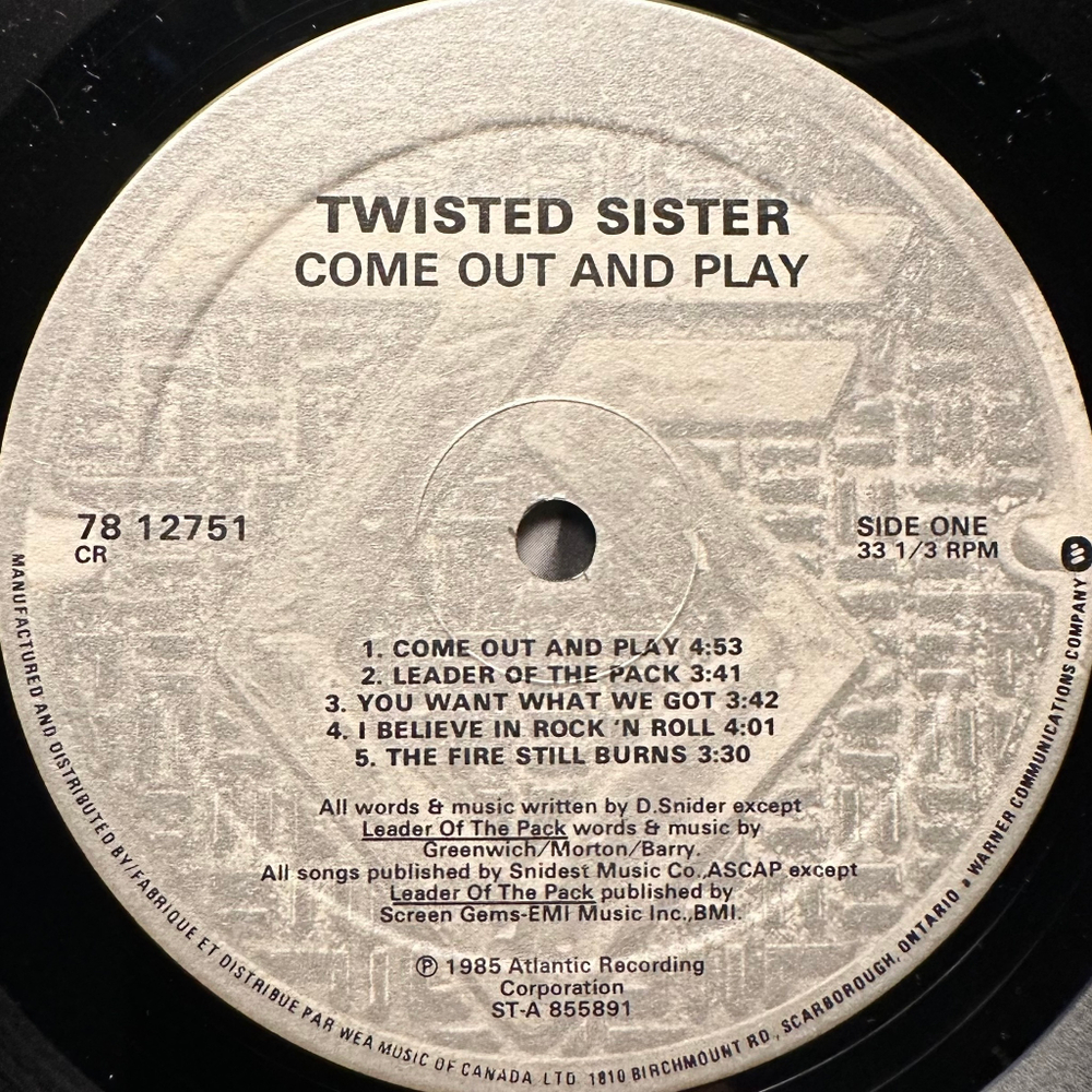 Twisted Sister - Come Out And Play (Канада 1985г.)