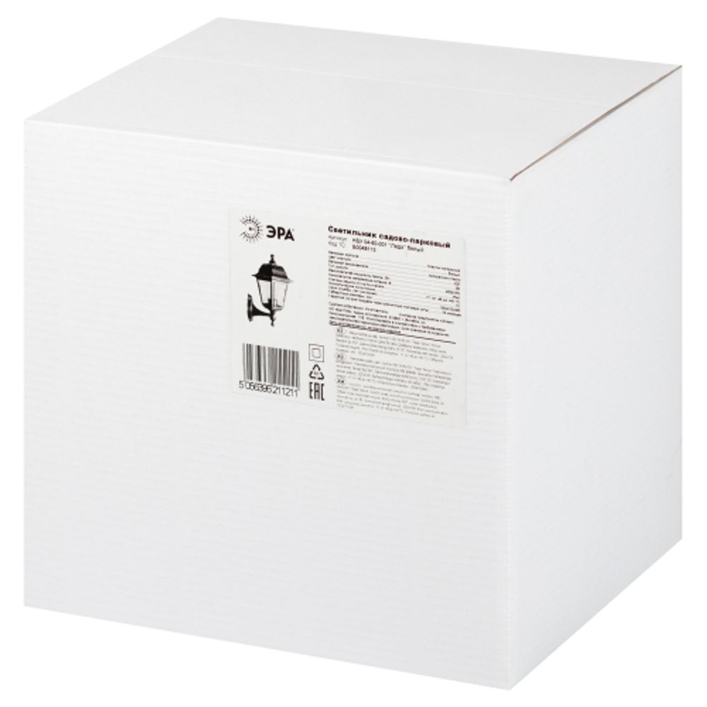 Садово-парковый светильник ЭРА НБУ 04-60-001 белый 4 гранный настенный IP44 Е27 max60Вт | Садово-парковые светильники