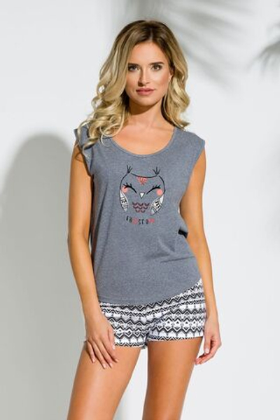Милый комплект Eva с совушкой (Размер: M) (Цвет: серый с белым)